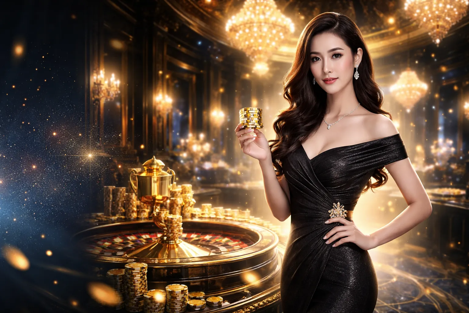 Bàn chơi Baccarat 1bwm với các quân bài và chip